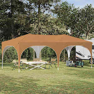 Zložljivi šotor za zabave Bež 575 x 288 x 245 cm Oxford tkanina