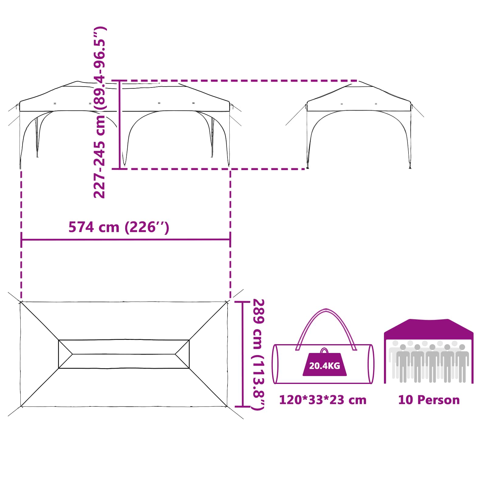 Pop-up Feesttent Taupe 575 x 288 x 245 cm Oxford Stof image 15