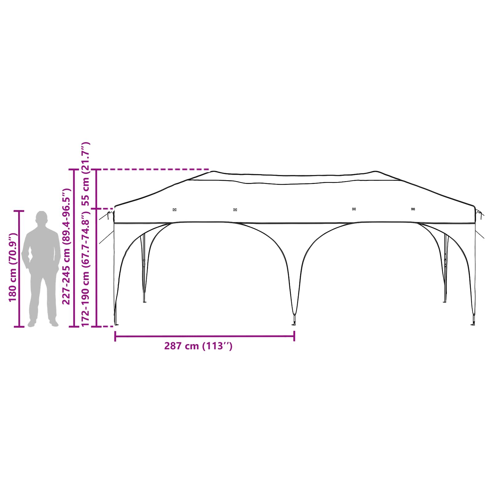 Pop-up Feesttent Bordeauxrood 575 x 288 x 245 cm Oxford Stof image 16