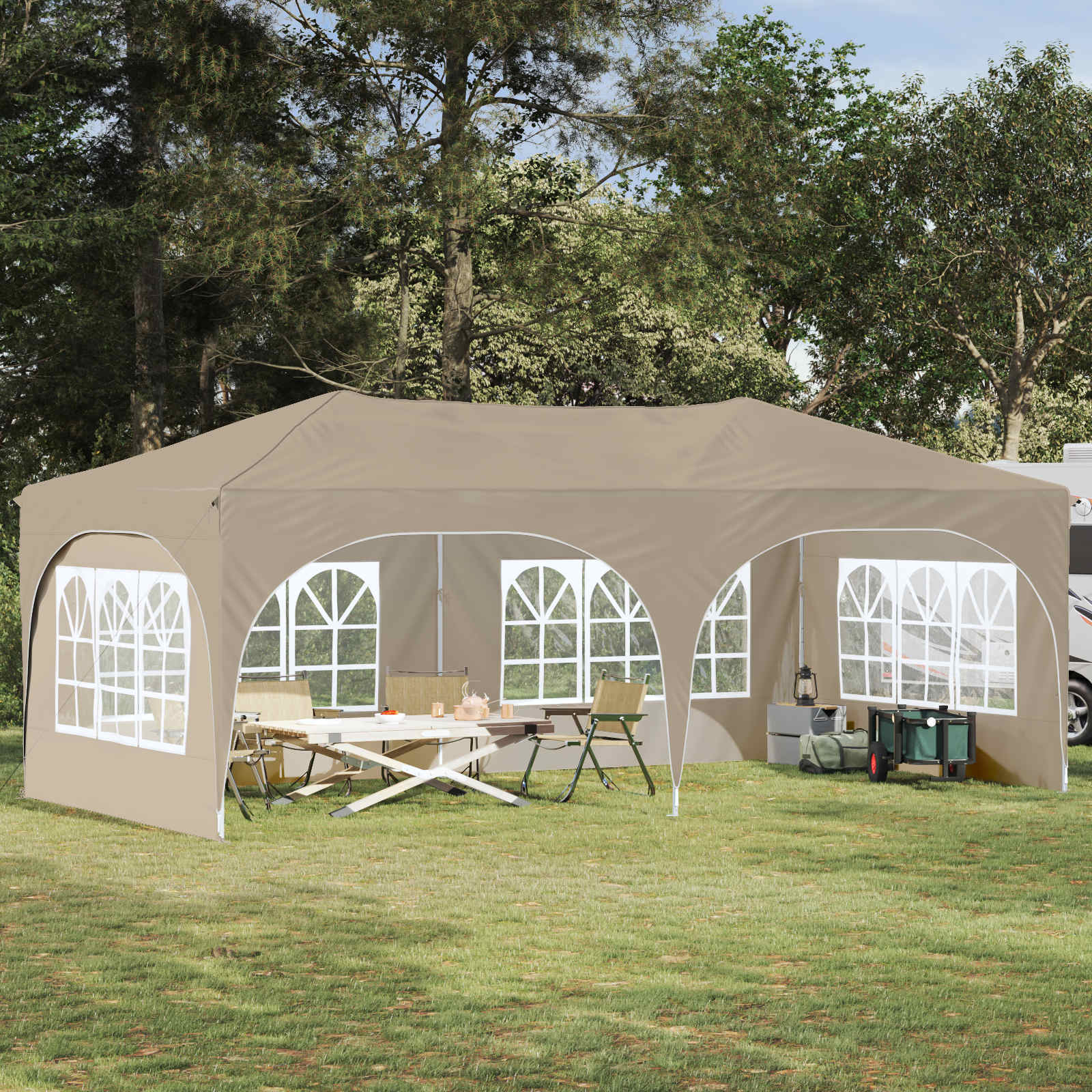 vidaXL Cort de Petrecere Pop-up Crem 575 x 288 x 245 cm