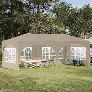 Zložljivi šotor za zabave krema 575 x 288 x 245 cm