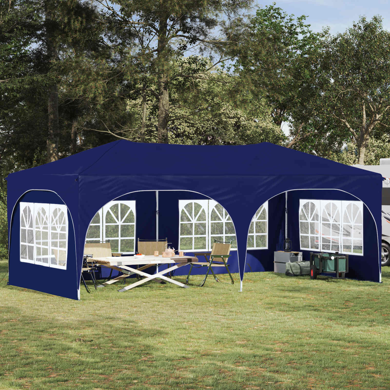 vidaXL Cort de Petrecere Pop-up albastru 575 x 288 x 245 cm