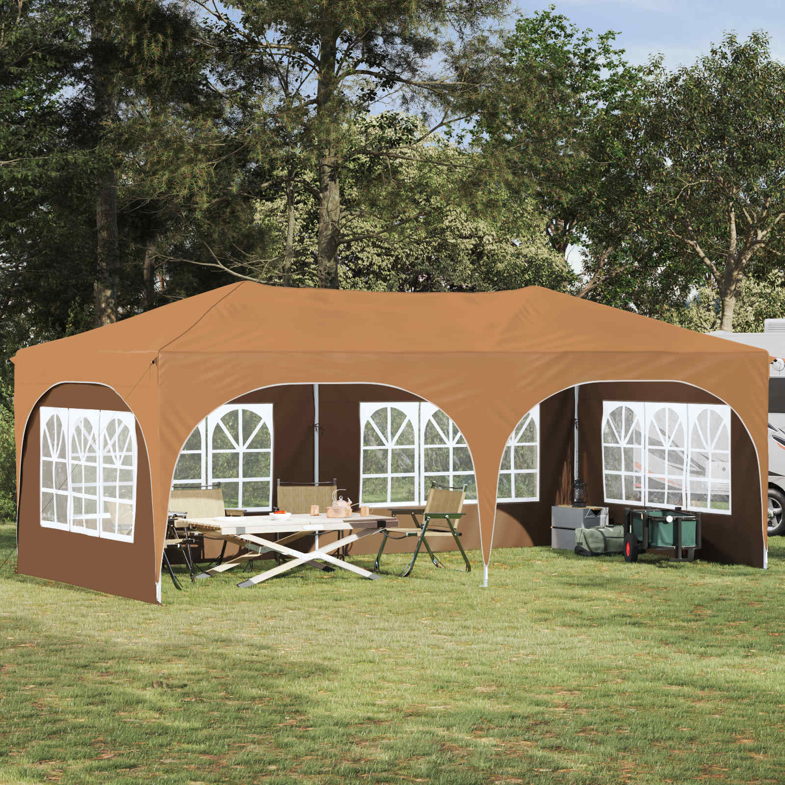 vidaXL Cort de Petrecere Pop-up Bej 575 x 288 x 245 cm Material Oxford