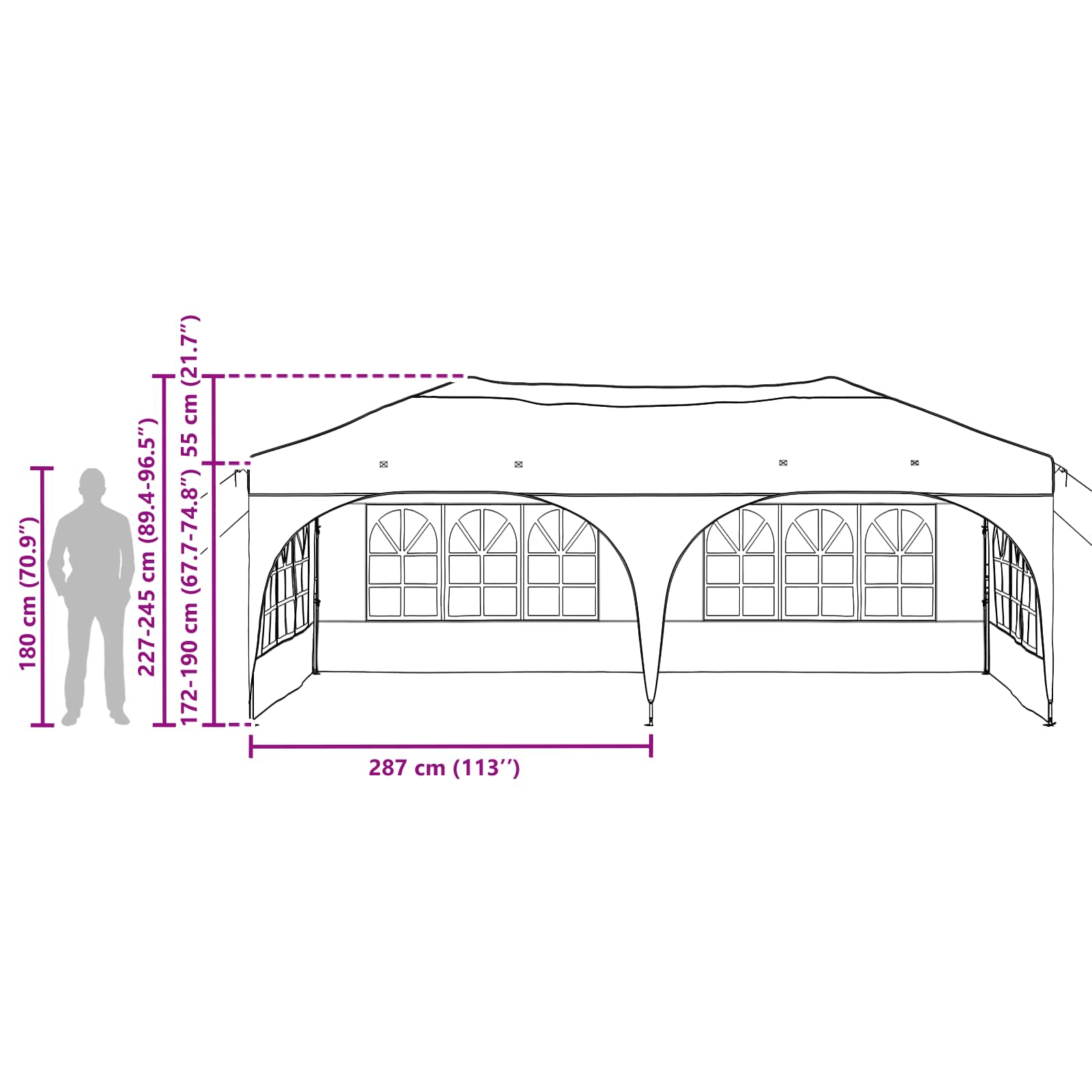 Pop-up Feesttent Beige 575 x 288 x 245 cm Oxford Stof image 17