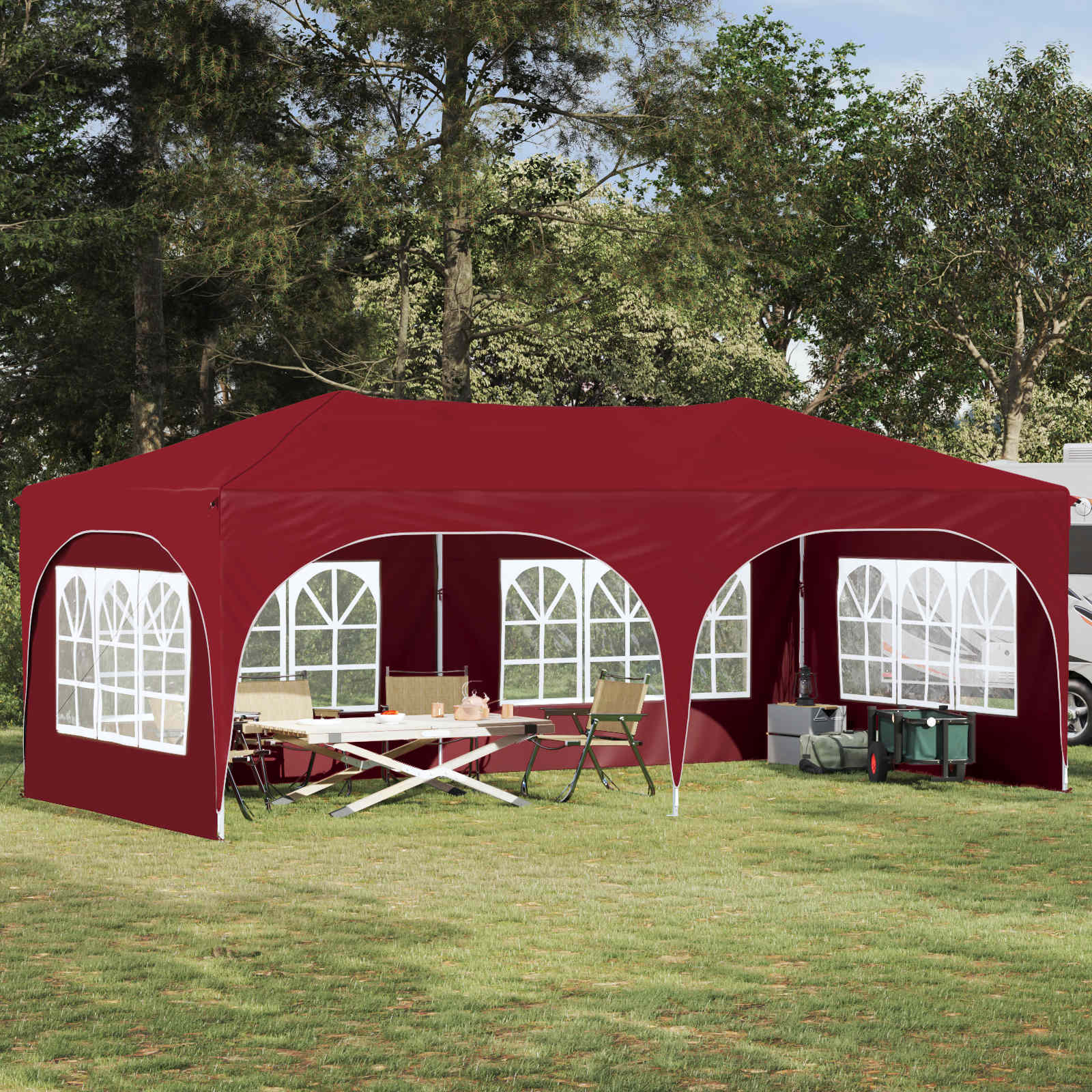 vidaXL Cort de Petrecere Pop-up Burgundy 575 x 288 x 245 cm