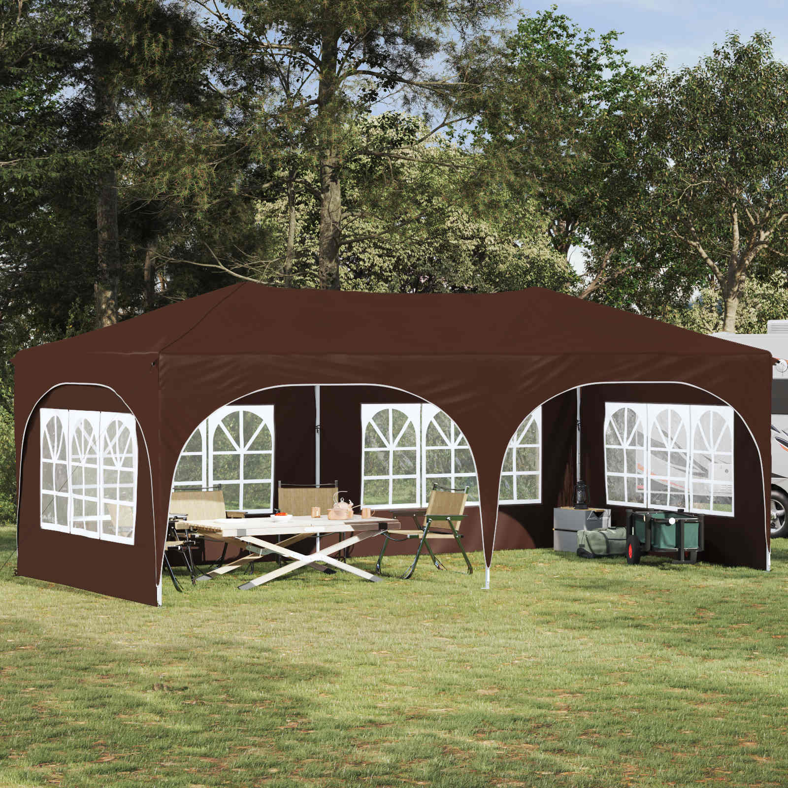 vidaXL Cort de Petrecere Pop-up Maro 575 x 288 x 245 cm