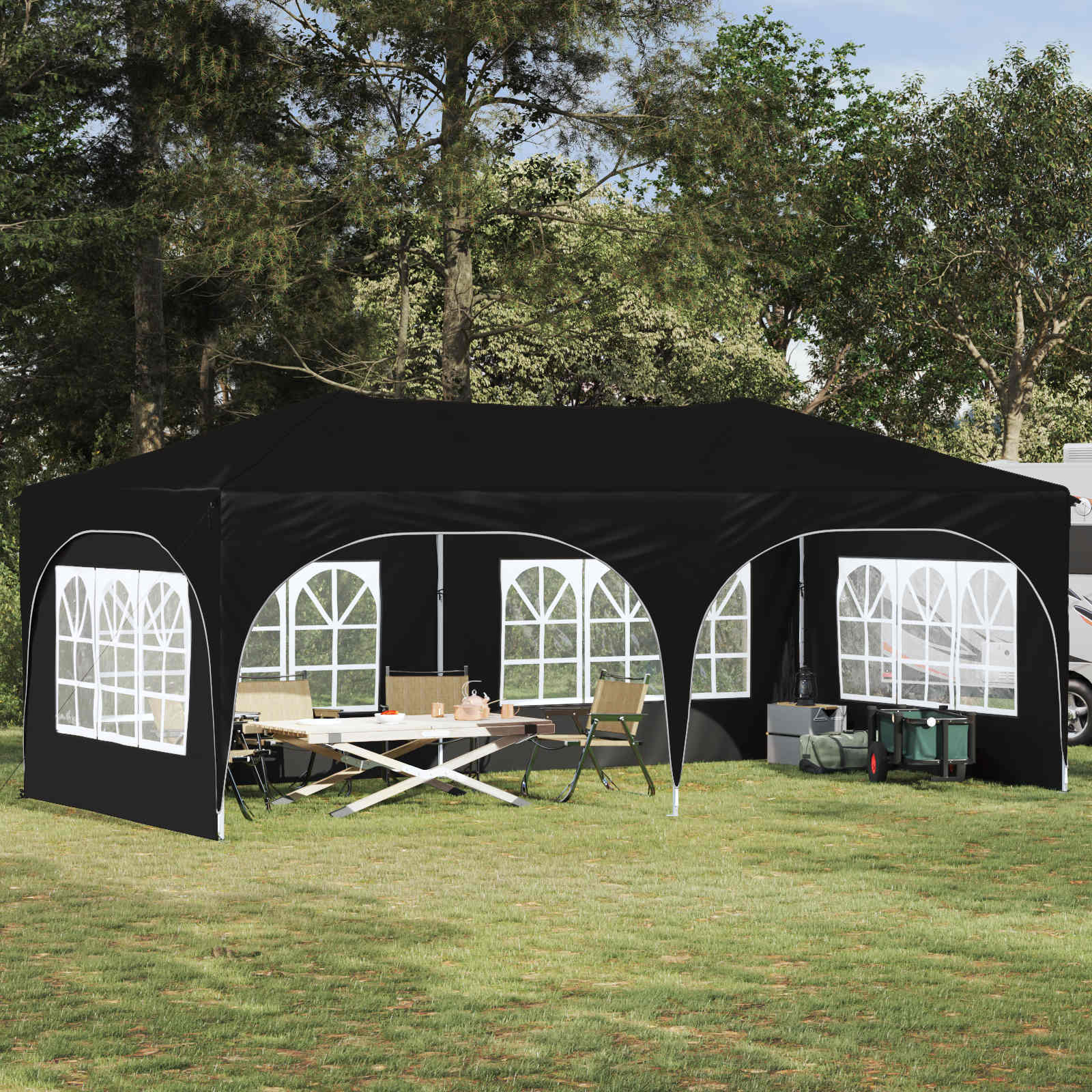 vidaXL Cort de Petrecere Pop-up Negru 575 x 288 x 245 cm