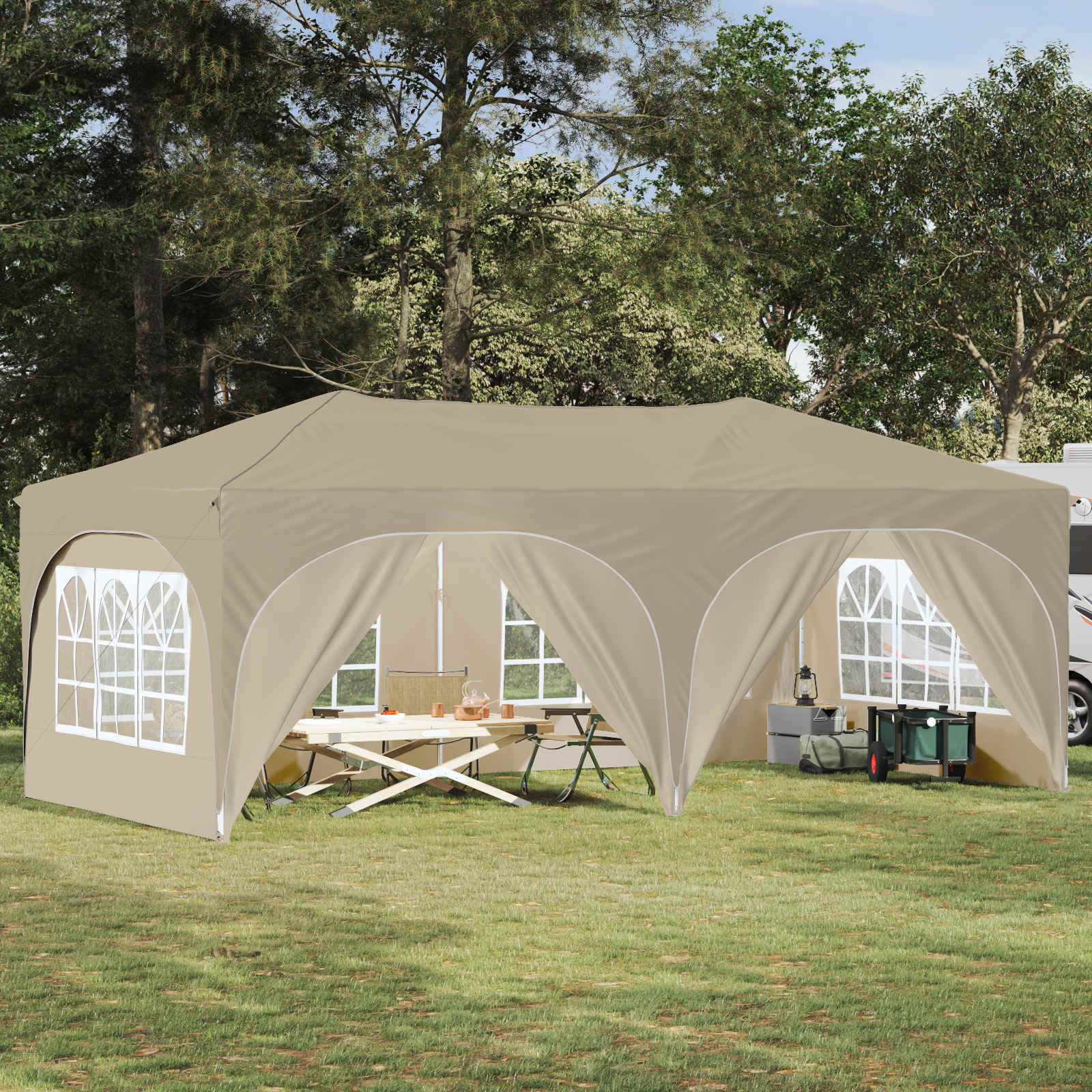 vidaXL Cort de Petrecere Pop-up Crem 575 x 288 x 245 cm