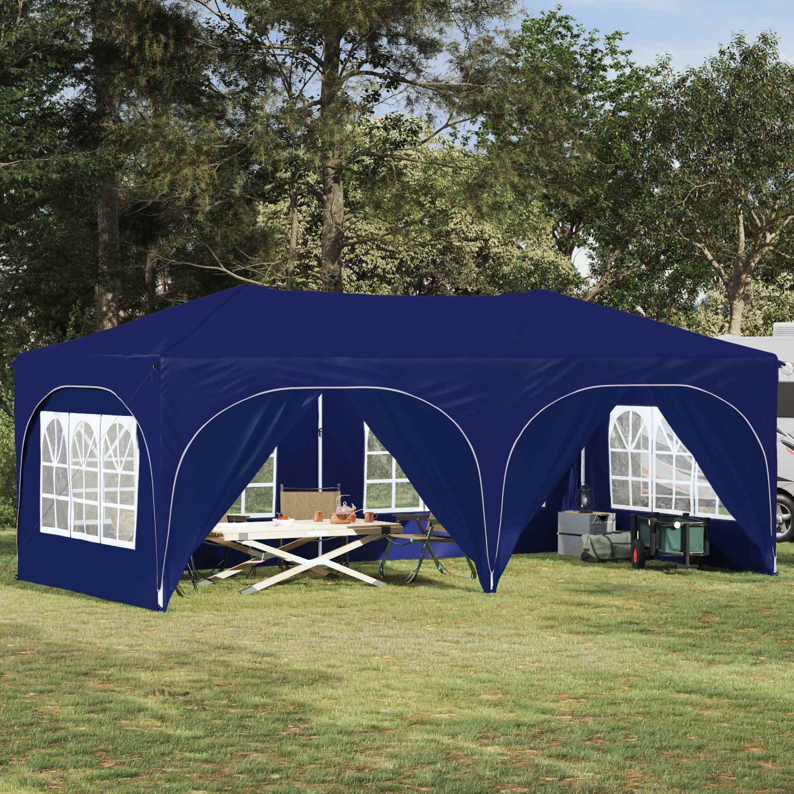 vidaXL Cort de Petrecere Pop-up albastru 575 x 288 x 245 cm