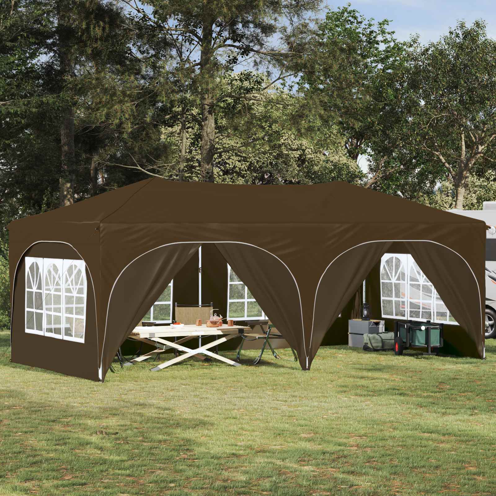 vidaXL Pop-up Juhlateltta 575 x 288 x 245 cm Taupe Oxford-kangas