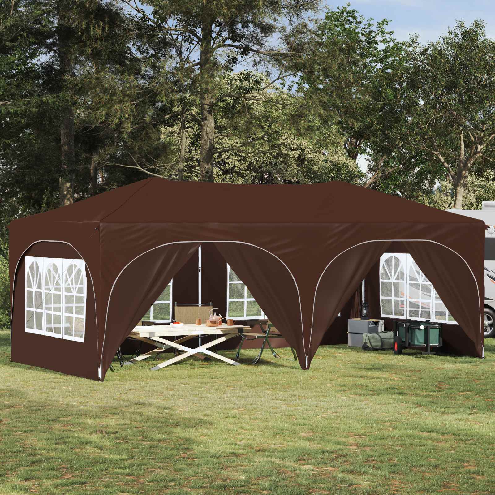 vidaXL Cort de Petrecere Pop-up Maro 575 x 288 x 245 cm