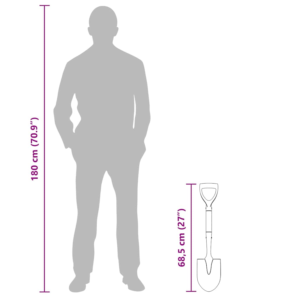 Φτυάρι Μαύρο 68,5 εκ. Διαστρωμένος Χάλυβας και Στερεό Ξύλο - Image 9