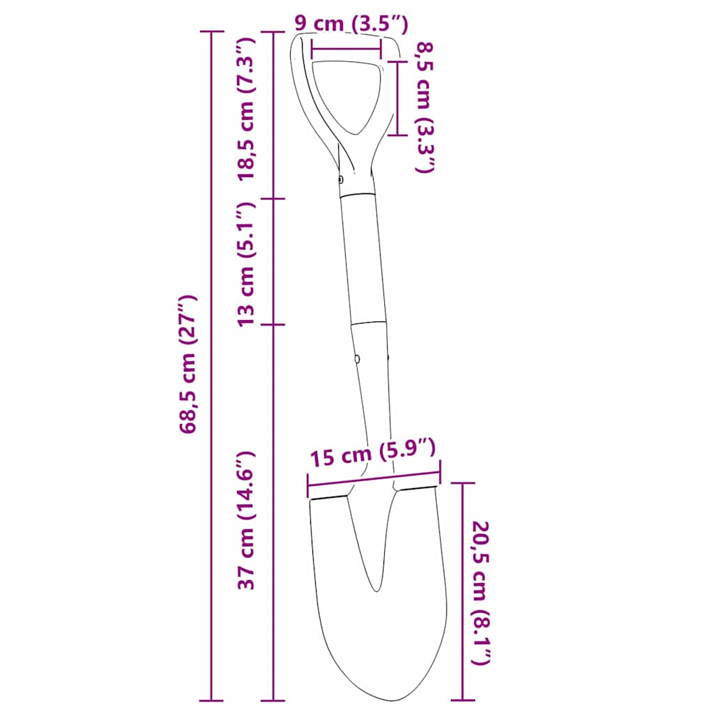 Φτυάρι Μαύρο 68,5 εκ. Διαστρωμένος Χάλυβας και Στερεό Ξύλο - Image 8
