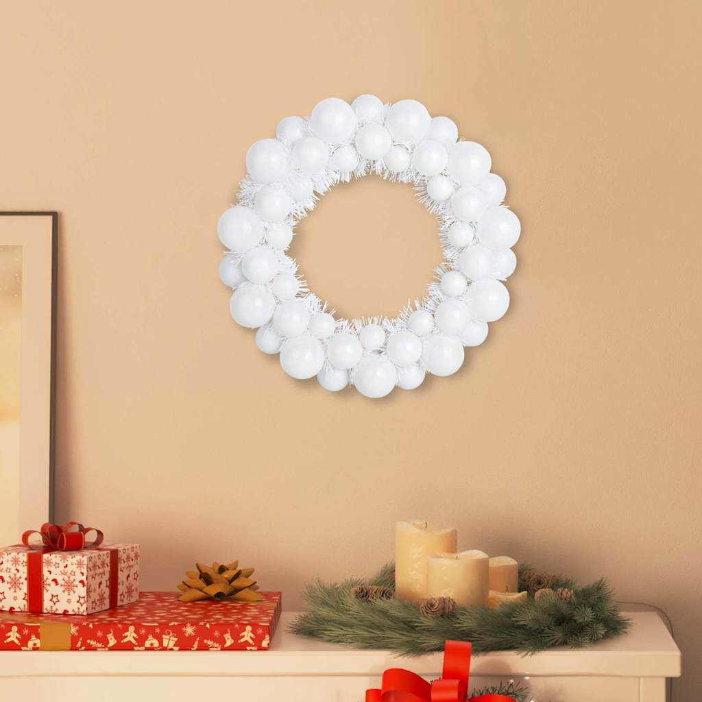 Couronnes de Boules de Noël 2 pcs Blanc 33 x 33 x 7 cm