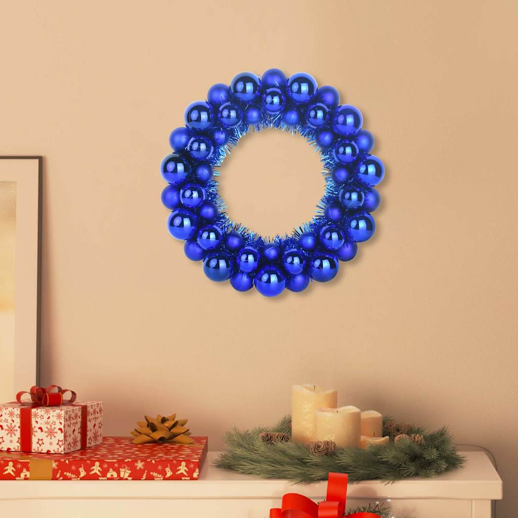 Couronnes de Boules de Noël 2 pcs Bleu 33 x 33 x 7 cm