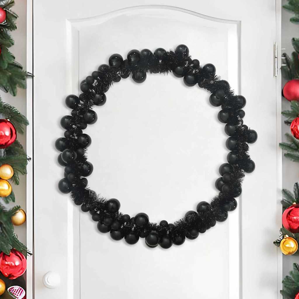 Guirlande de Boules de Noël Noir 186 cm Polystyrène
