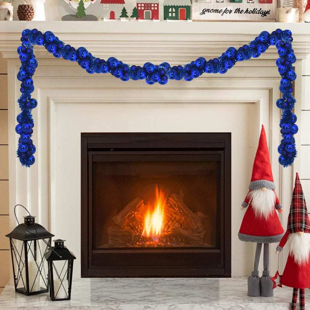Guirlande de Boules de Noël Bleu 186 cm Polystyrène