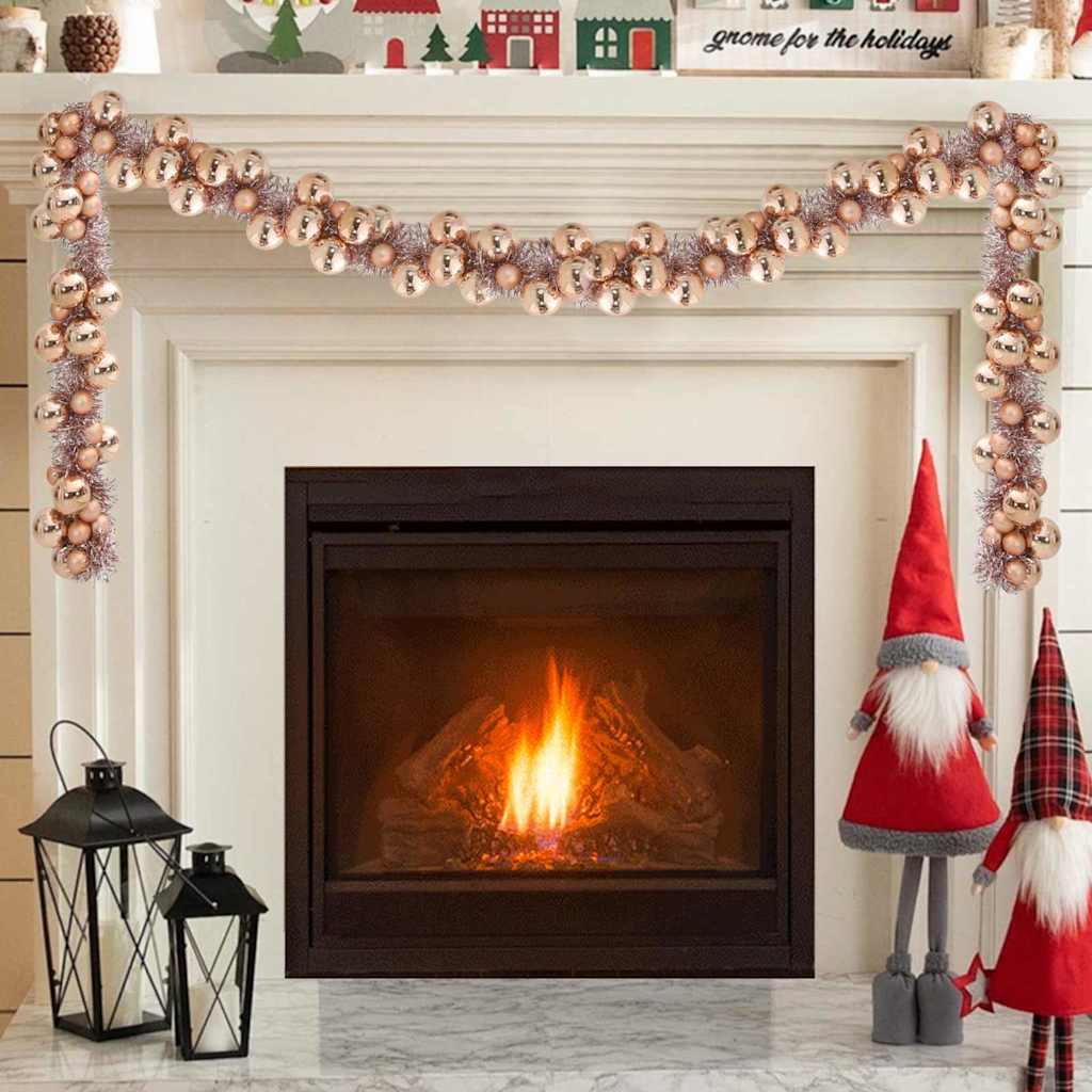 Guirlande de Boules de Noël Rose doré 186 cm Polystyrène