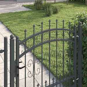 Brána s hrotem KAMPEN 103 x 100 cm Ocel Šedá Zamykatelné - obrázek 4