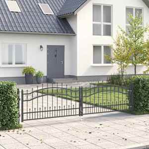 Vrat z konico s ključavnico Siva 305 x 75 cm Jeklo