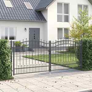 Vrat z konico s ključavnico Siva 305 x 125 cm Jeklo