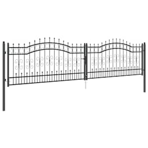 Brána s hrotem KAMPEN 404 x 100 cm Ocel Šedá Zamykatelné - obrázek 4