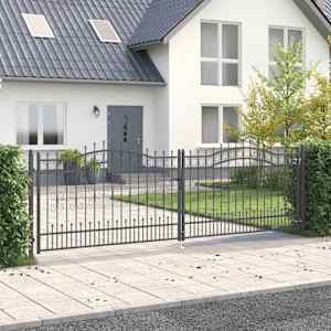 Vrat z konico s ključavnico Siva 404 x 125 cm Jeklo