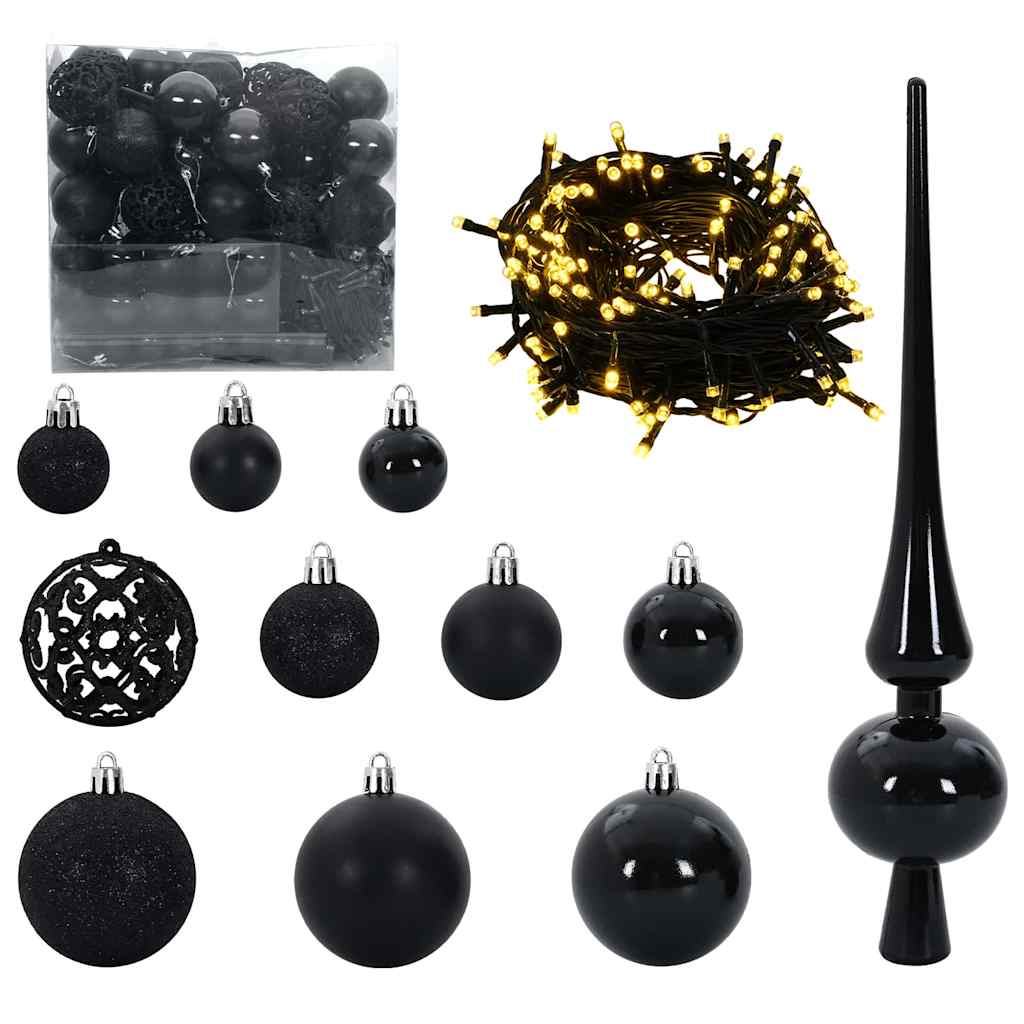 Thumbnail - vidaXL Weihnachtskugel-Set mit 300 LEDs 120 pcs Schwarz Kunststoff