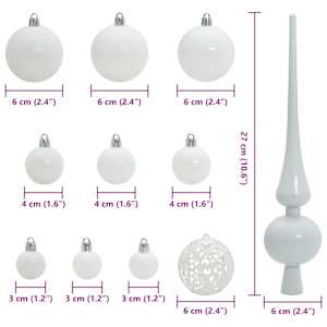 Sada vánočních ozdob 120 ks 300 LED Teplá bílá Ø 6 cm - obrázek 9