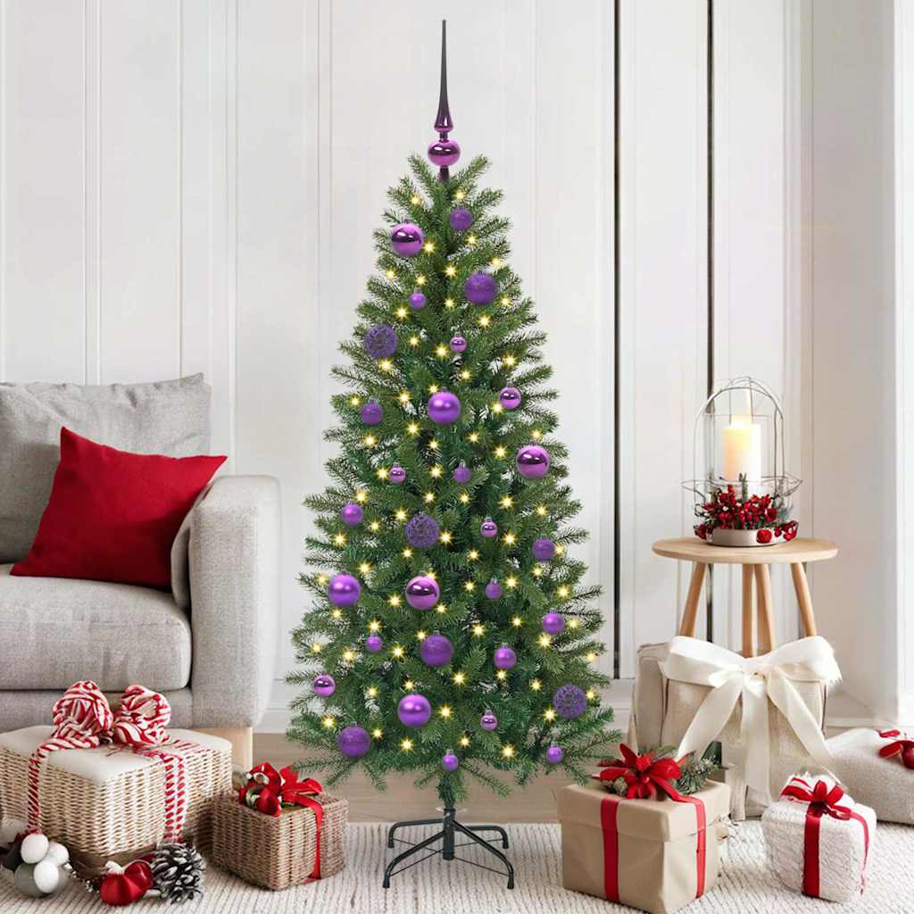 vidaXL Weihnachtskugel-Set mit 150 LEDs 61 pcs Lila Kunststoff
