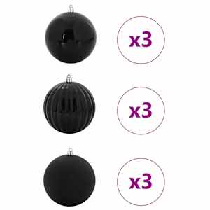Vánoční ozdoba Set XL 9 pcs Černá Plast - obrázek 3