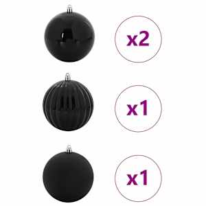 Sada vánočních ozdob XXL 4 pcs Černá Plast - obrázek 3