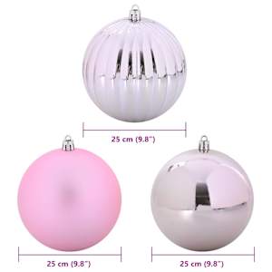 Sada vánočních ozdob XXL 3 pcs Růžová Plast - obrázek 5