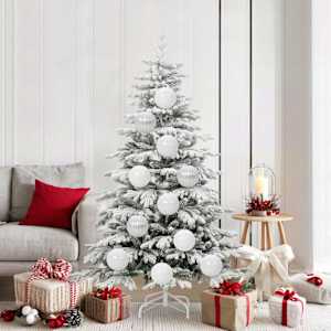 Set velikih božičnih okraskov 9 pcs Bela Plastika