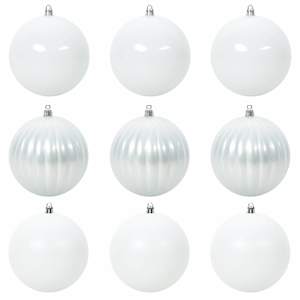 Vánoční baňková sada XL 9 pcs Bílá Plast - obrázek 2