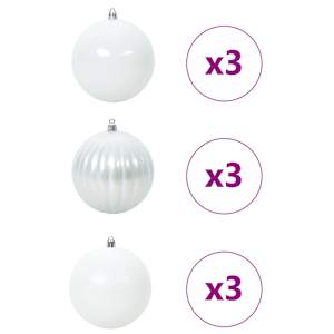 Vánoční baňková sada XL 9 pcs Bílá Plast - obrázek 3
