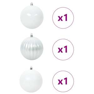 Sada vánočních ozdob XXL 3 pcs Bílá Plast - obrázek 3