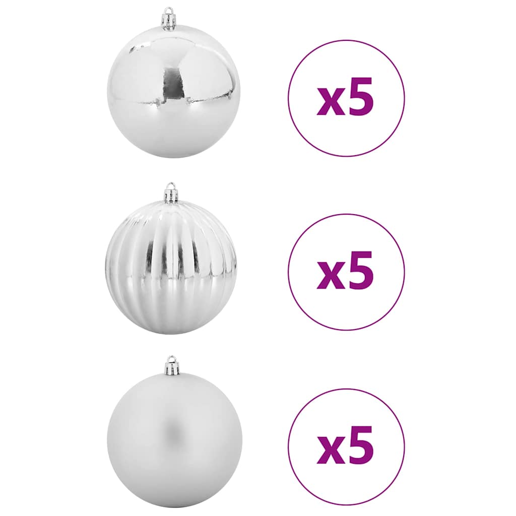 Thumbnail - vidaXL Weihnachtskugel-Set 15 pcs Silber Kunststoff