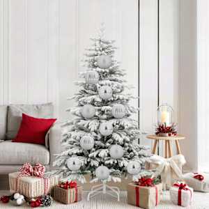 Set božičnih kroglic XL 9 pcs srebrna Plastika