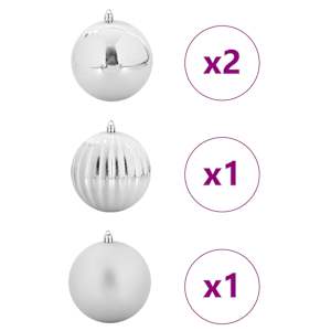Sada vánočních ozdob XXL 4 pcs Stříbrná Plast - obrázek 3
