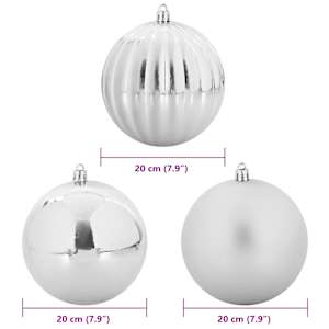 Sada vánočních ozdob XXL 4 pcs Stříbrná Plast - obrázek 5