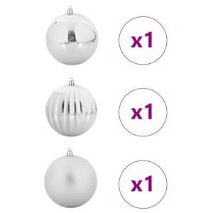 Vánoční baňková sada XXL 3 pcs Stříbrná Plast - obrázek 3