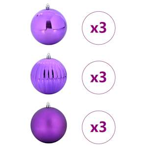 Vánoční ozdoby XXL 9 pcs Lila Plast - obrázek 3