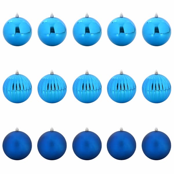 vidaXL J&otilde;ulupallide komplekt XL 15 tk LED-i Sinine &Oslash; 10 cm Plastmass