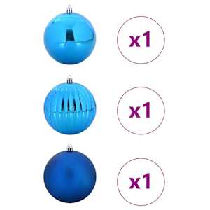 Sada vánočních ozdob XXL 3 pcs Modrá Plast - obrázek 3