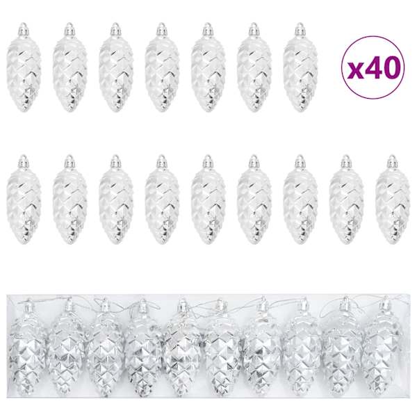 vidaXL J&otilde;ulune K&auml;bipall 40 tk LED-i H&otilde;bedane 4 x 9 cm Plastmass