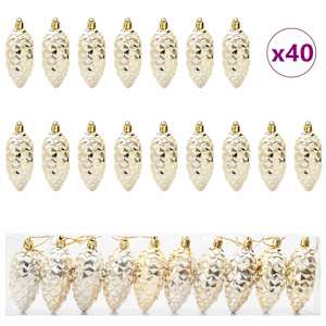 vidaXL J&otilde;ulune K&auml;bipall 40 tk Kuldne 4 x 9 cm Plastmass