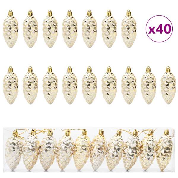 vidaXL J&otilde;ulune K&auml;bipall 40 tk LED-i Kuldne 4 x 9 cm Plastmass