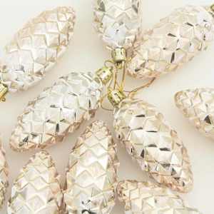 Vánoční koule z borových šišek 40 pcs champagne Plast - obrázek 5