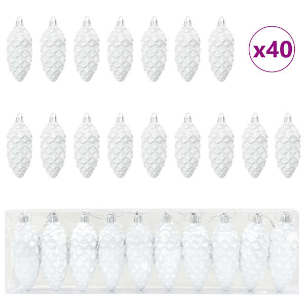 vidaXL J&otilde;ulune K&auml;bipall 40 tk LED-i Valge 4 x 9 cm Plastmass